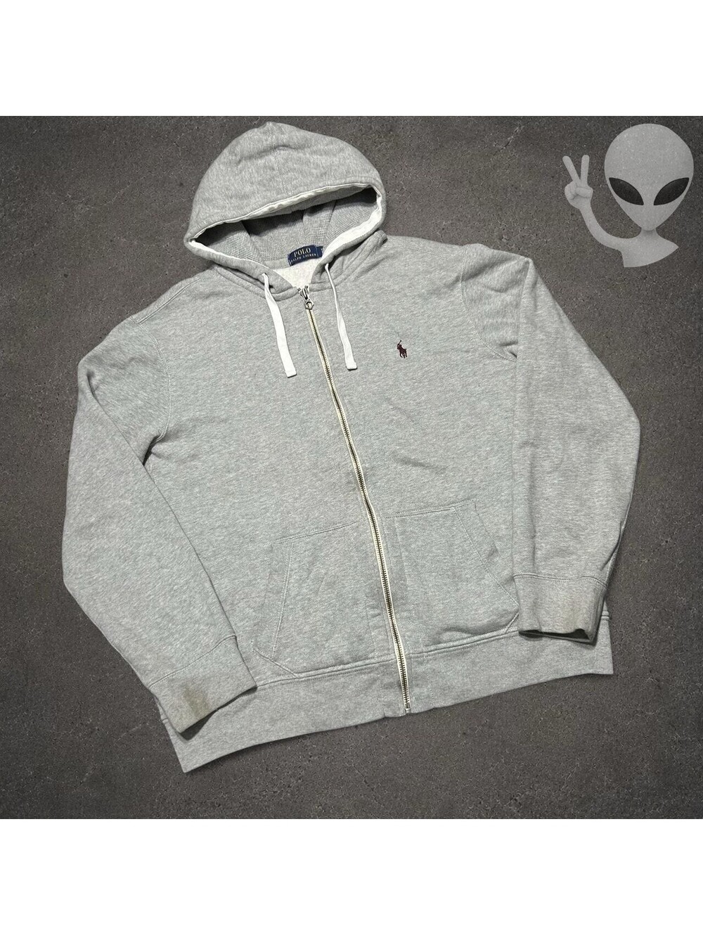 Polo Ralph Lauren Full-Zip Hoodie Mens XXL Gray Fleece Pony Logo Preppy Jacket